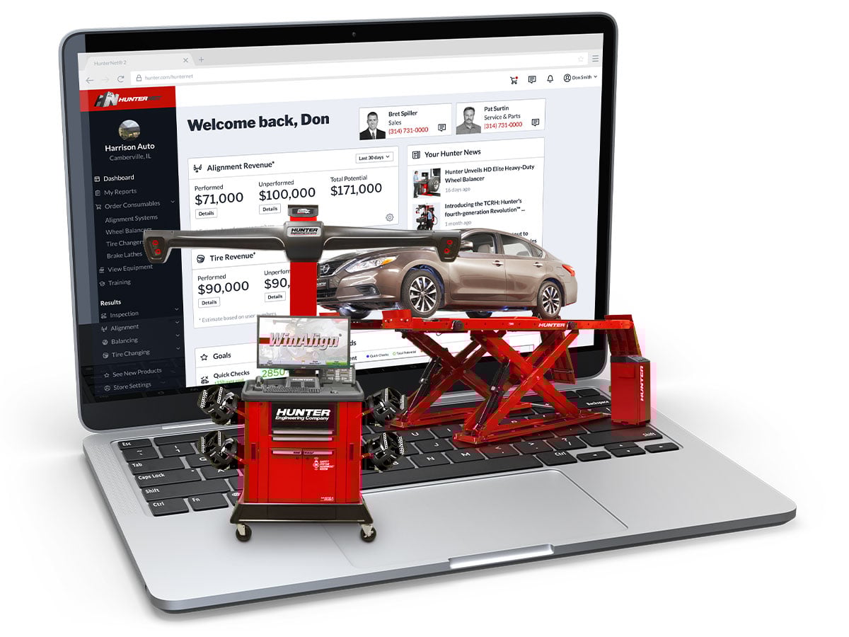 hunternet 2 hawkeye elite wheel alignment integration