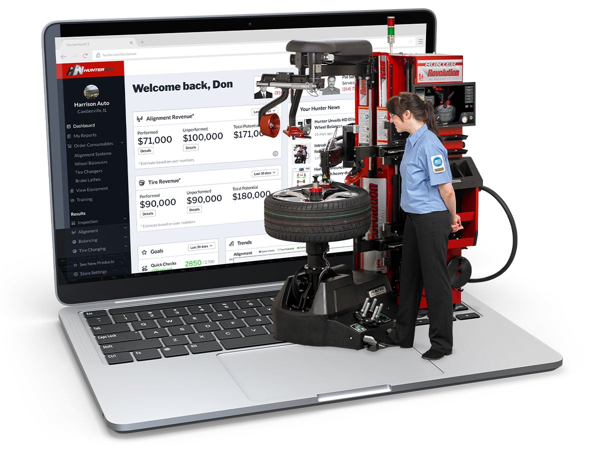 hunter revolution tire changer hunternet connectivity