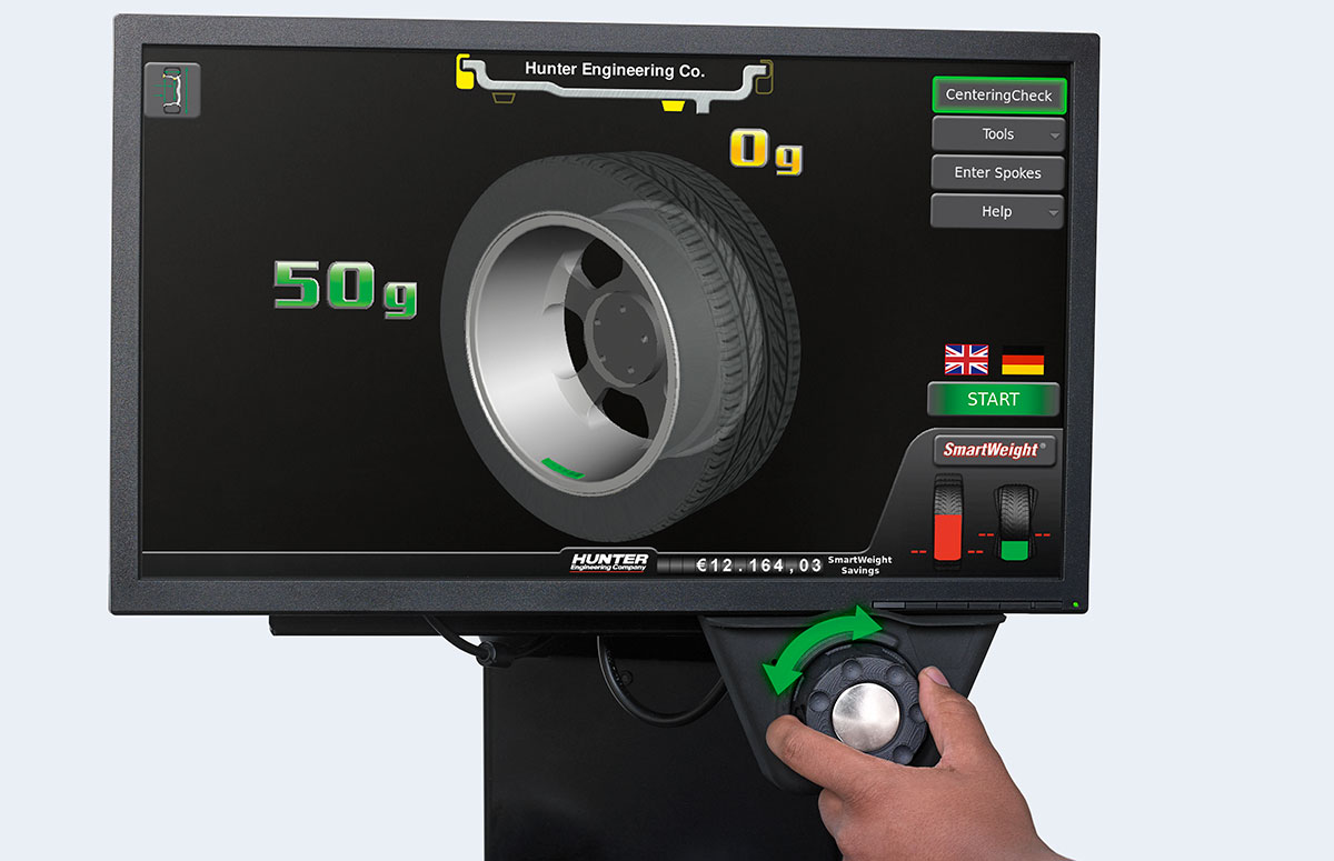 hunter wheel balancer single knob controls interface